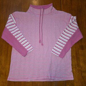 Christie & Brooks Womens Long Sleeve Shirt Pullover Pink and White Stripes XL 16